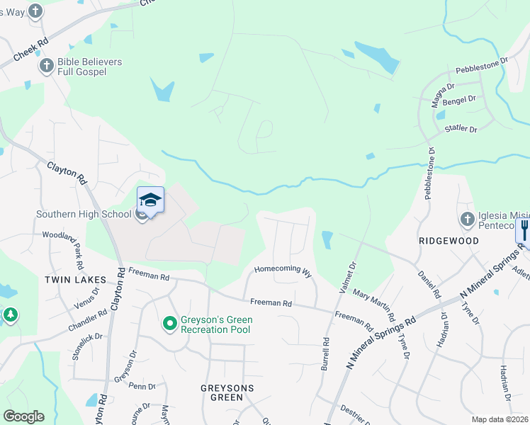 map of restaurants, bars, coffee shops, grocery stores, and more near 3501 Daniel Road in Durham