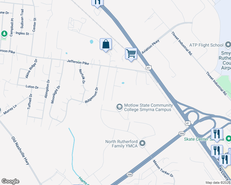 map of restaurants, bars, coffee shops, grocery stores, and more near 143 Hickory Street in La Vergne