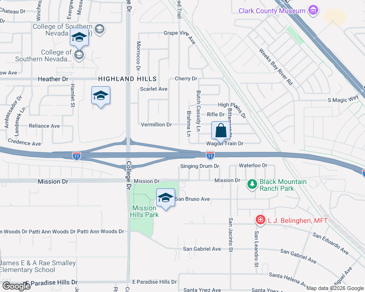 map of restaurants, bars, coffee shops, grocery stores, and more near 859 Arrowhead Trail in Henderson