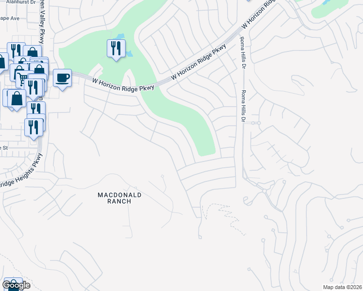map of restaurants, bars, coffee shops, grocery stores, and more near 2090 Desert Woods Drive in Henderson