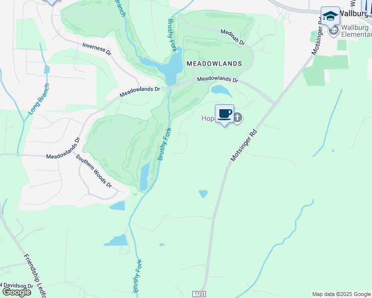 map of restaurants, bars, coffee shops, grocery stores, and more near 121 Rannoch Court in Winston-Salem