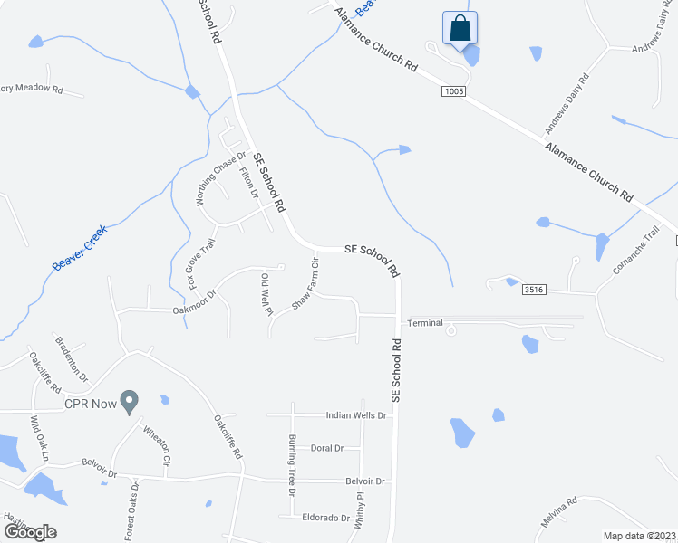 map of restaurants, bars, coffee shops, grocery stores, and more near 3694 Southeast School Road in Greensboro