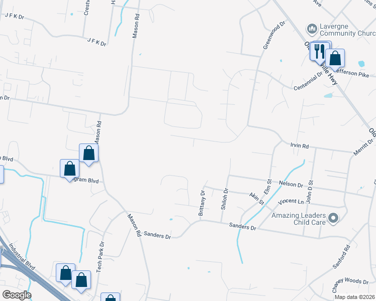 map of restaurants, bars, coffee shops, grocery stores, and more near 620 Zellwood Drive in La Vergne