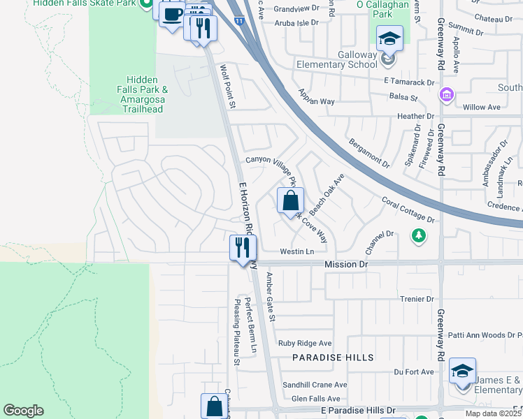 map of restaurants, bars, coffee shops, grocery stores, and more near 113 Mint Orchard Drive in Henderson