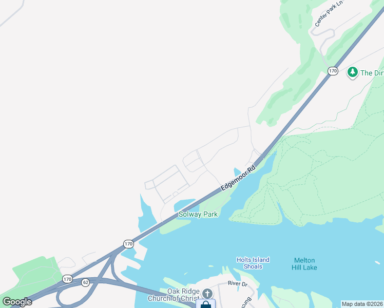 map of restaurants, bars, coffee shops, grocery stores, and more near Waterview Drive in Oak Ridge