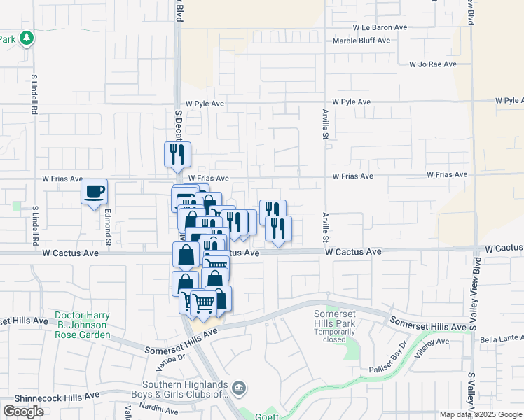 map of restaurants, bars, coffee shops, grocery stores, and more near 4589 Swimming Minnow Avenue in Las Vegas