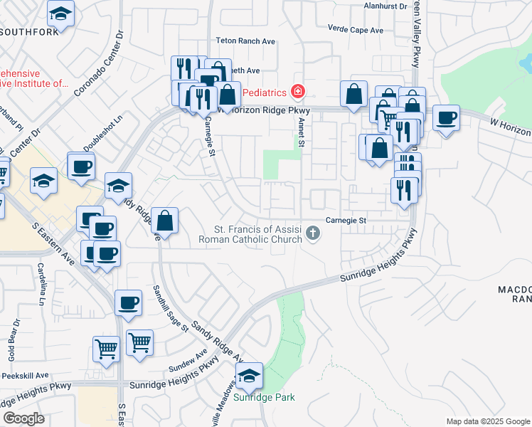 map of restaurants, bars, coffee shops, grocery stores, and more near 830 Carnegie Street in Henderson