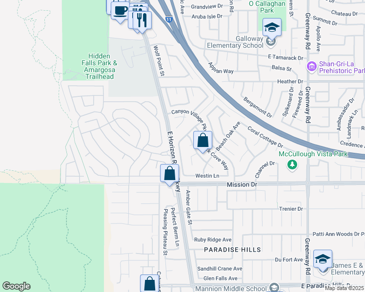 map of restaurants, bars, coffee shops, grocery stores, and more near 113 Mint Orchard Drive in Henderson