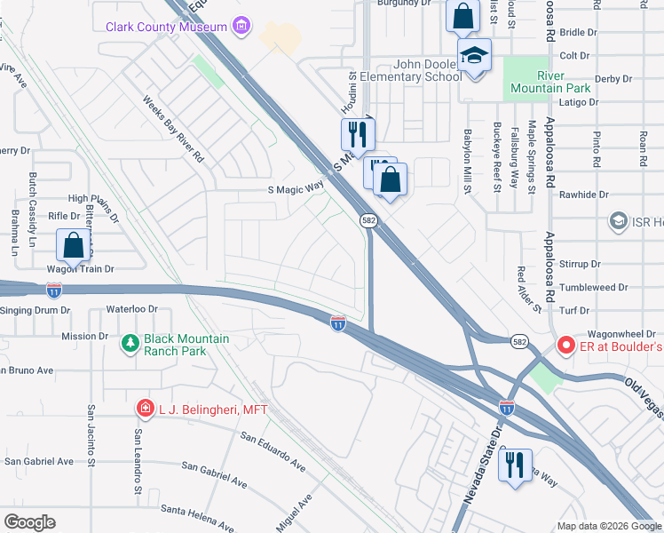map of restaurants, bars, coffee shops, grocery stores, and more near 723 Gorringe Ridge Court in Henderson
