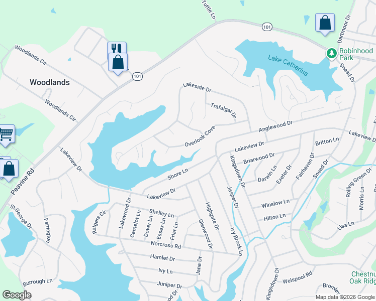map of restaurants, bars, coffee shops, grocery stores, and more near 142 Overlook Cove in Crossville