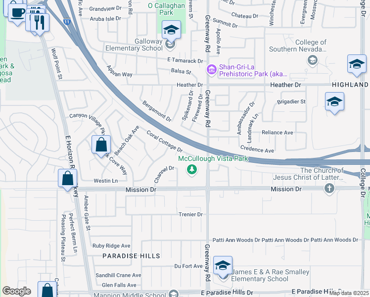 map of restaurants, bars, coffee shops, grocery stores, and more near 334 Wintercress Drive in Henderson