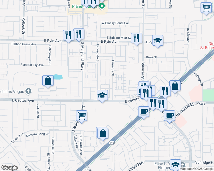 map of restaurants, bars, coffee shops, grocery stores, and more near 1445 Herring Run Avenue in Las Vegas