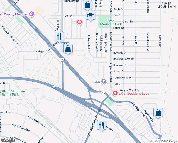 map of restaurants, bars, coffee shops, grocery stores, and more near 1282 Smokey Valley Lane in Henderson