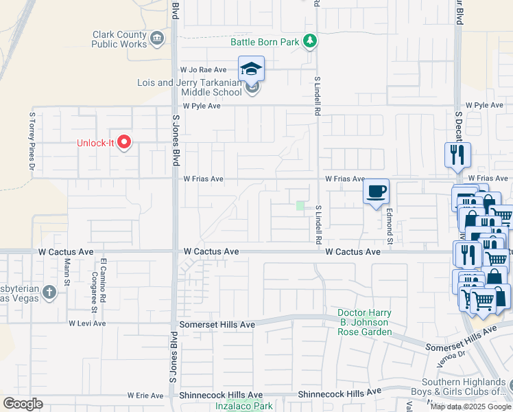 map of restaurants, bars, coffee shops, grocery stores, and more near 10380 Duneville Street in Las Vegas