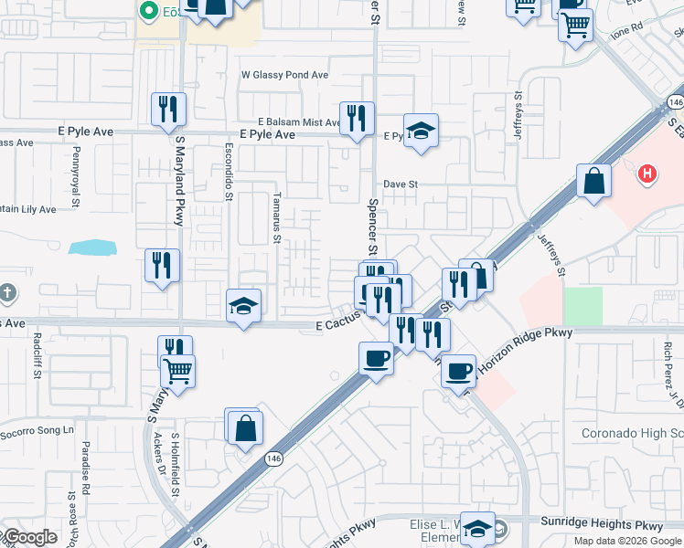 map of restaurants, bars, coffee shops, grocery stores, and more near 1658 Summer Blush Avenue in Las Vegas