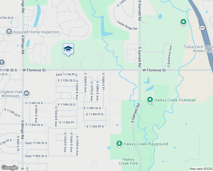 map of restaurants, bars, coffee shops, grocery stores, and more near 11201 South 108th East Place in Bixby