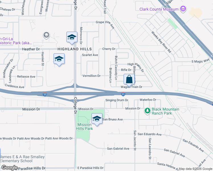 map of restaurants, bars, coffee shops, grocery stores, and more near 849 Arrowhead Trail in Henderson