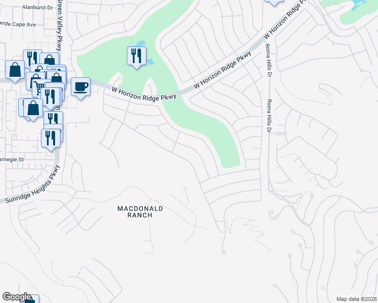 map of restaurants, bars, coffee shops, grocery stores, and more near 2118 Desert Woods Drive in Henderson
