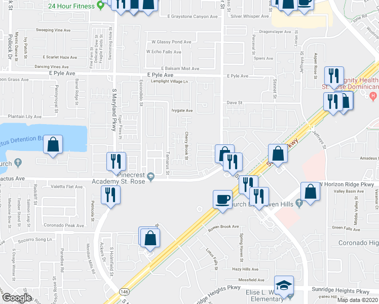map of restaurants, bars, coffee shops, grocery stores, and more near 1567 Stone Valley Avenue in Las Vegas