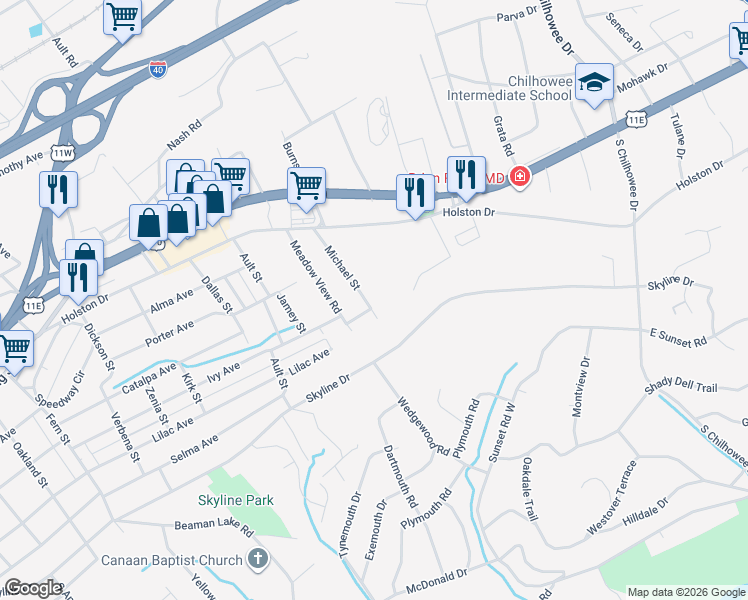 map of restaurants, bars, coffee shops, grocery stores, and more near 414 Michael Street in Knoxville