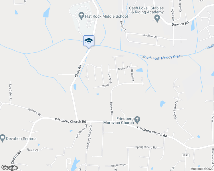 map of restaurants, bars, coffee shops, grocery stores, and more near 3176 Winding Branch Trail in Winston-Salem