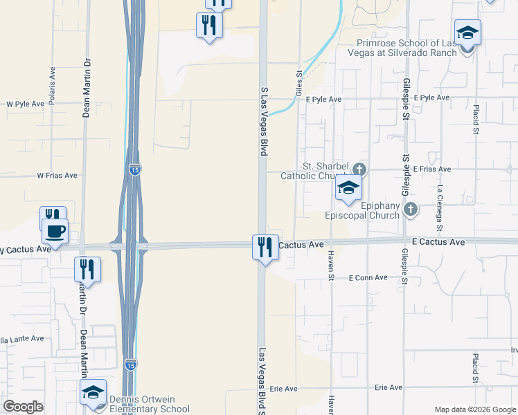 map of restaurants, bars, coffee shops, grocery stores, and more near in Las Vegas