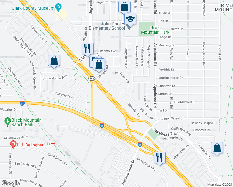map of restaurants, bars, coffee shops, grocery stores, and more near 2173 Rio Rancho Pointe Place in Henderson