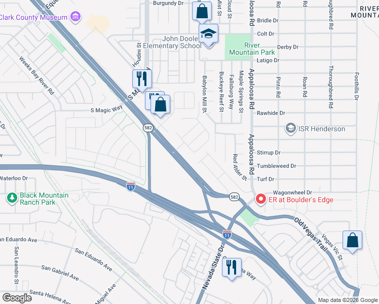 map of restaurants, bars, coffee shops, grocery stores, and more near 2161 Rio Rancho Pointe Place in Henderson