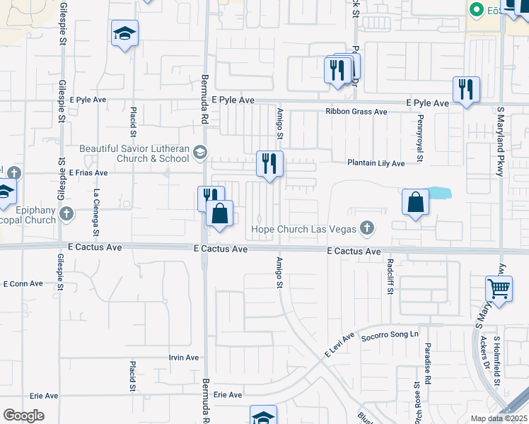 map of restaurants, bars, coffee shops, grocery stores, and more near 10379 Perfect Parsley Street in Las Vegas