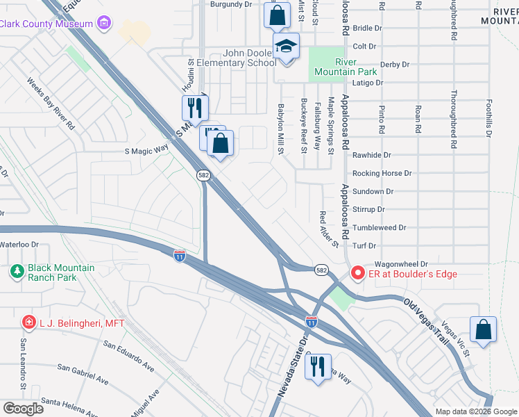 map of restaurants, bars, coffee shops, grocery stores, and more near 2173 Rio Rancho Pointe Place in Henderson