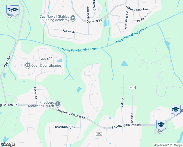 map of restaurants, bars, coffee shops, grocery stores, and more near 1989 Tiger Eye Court in Winston-Salem