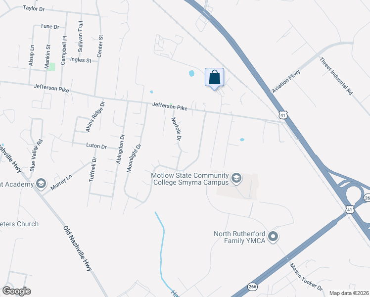 map of restaurants, bars, coffee shops, grocery stores, and more near 431 Norfolk Drive in La Vergne