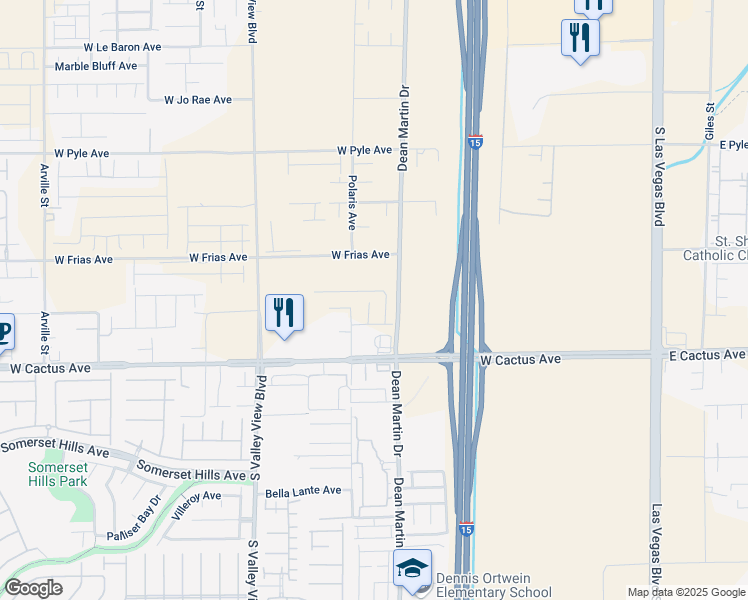 map of restaurants, bars, coffee shops, grocery stores, and more near 10388 Luna Mezzo Street in Enterprise