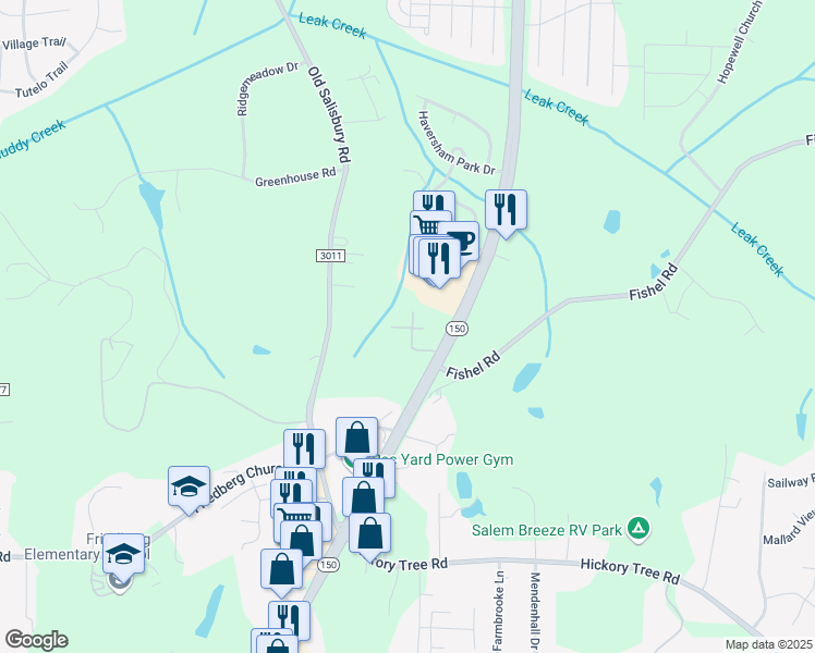 map of restaurants, bars, coffee shops, grocery stores, and more near 5075 Oliver Station Lane in Ws