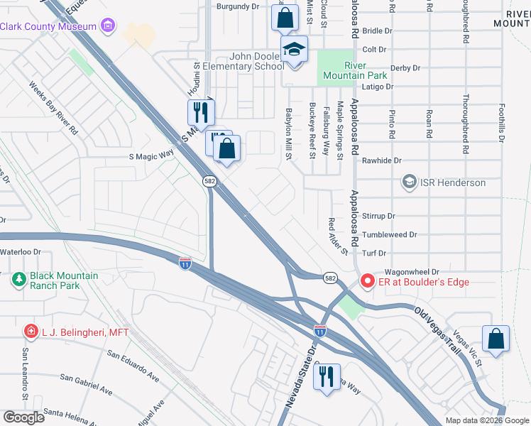 map of restaurants, bars, coffee shops, grocery stores, and more near 2161 Rio Rancho Pointe Place in Henderson