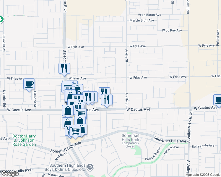 map of restaurants, bars, coffee shops, grocery stores, and more near 4510 Swimming Minnow Avenue in Las Vegas