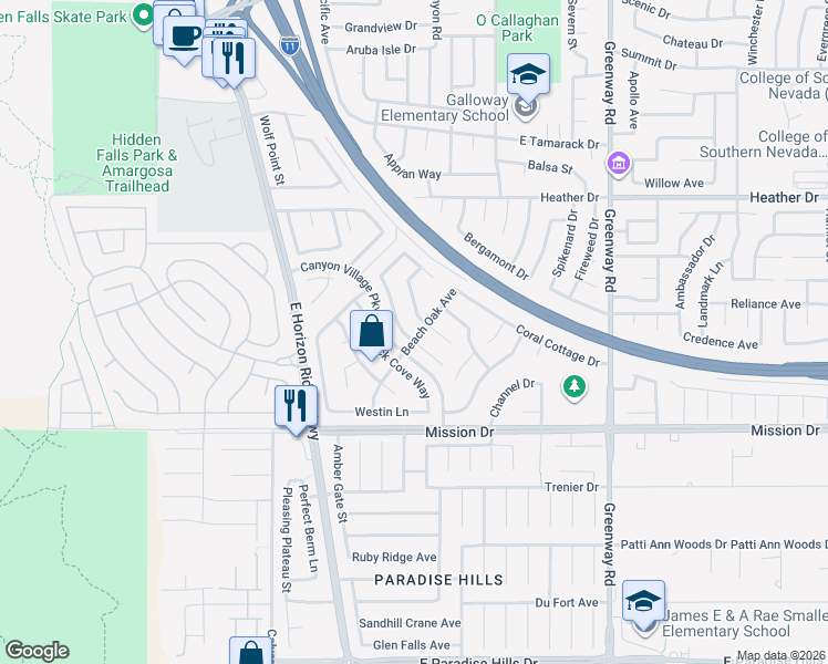 map of restaurants, bars, coffee shops, grocery stores, and more near 840 Coastal Beach Road in Henderson