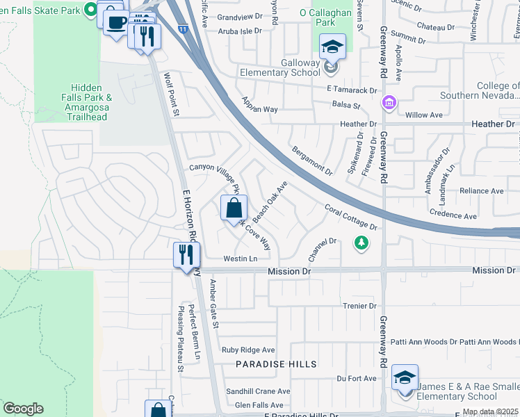 map of restaurants, bars, coffee shops, grocery stores, and more near 840 Coastal Beach Road in Henderson