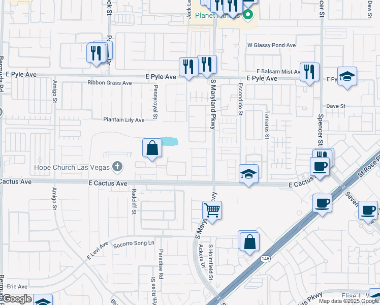 map of restaurants, bars, coffee shops, grocery stores, and more near 10387 Sweet Juliet Street in Las Vegas