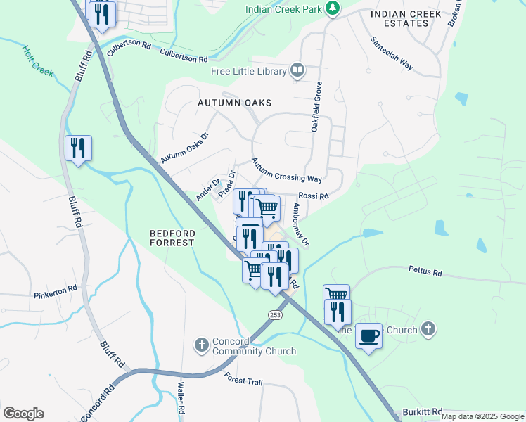 map of restaurants, bars, coffee shops, grocery stores, and more near 8426 Charbay Circle in Brentwood