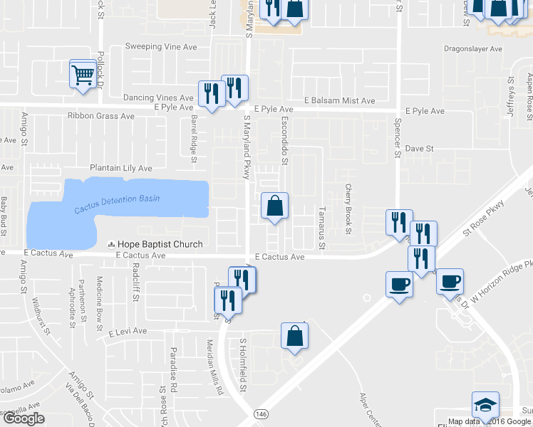 map of restaurants, bars, coffee shops, grocery stores, and more near 1274 Willow Village Avenue in Las Vegas