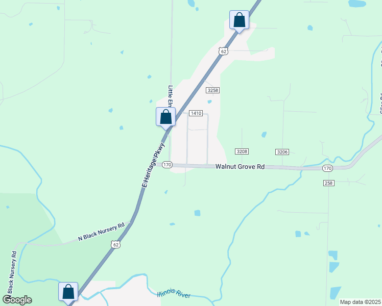 map of restaurants, bars, coffee shops, grocery stores, and more near 10840 Danny Bryan Road in Prairie Grove