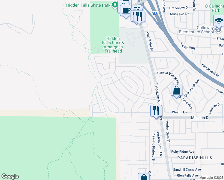 map of restaurants, bars, coffee shops, grocery stores, and more near 752 Wigan Pier Drive in Henderson