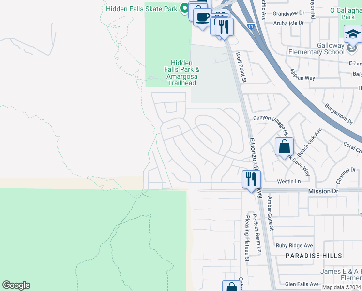 map of restaurants, bars, coffee shops, grocery stores, and more near 752 Wigan Pier Drive in Henderson
