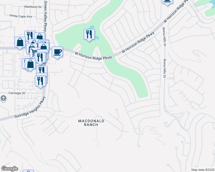 map of restaurants, bars, coffee shops, grocery stores, and more near 2136 King Mesa Drive in Henderson