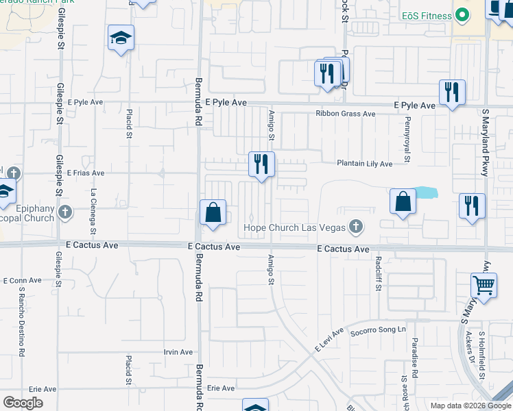 map of restaurants, bars, coffee shops, grocery stores, and more near 10379 Perfect Parsley Street in Las Vegas