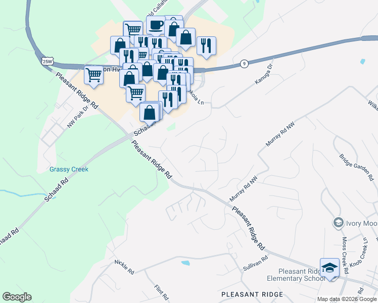 map of restaurants, bars, coffee shops, grocery stores, and more near 2010 Country Brook Lane in Knoxville