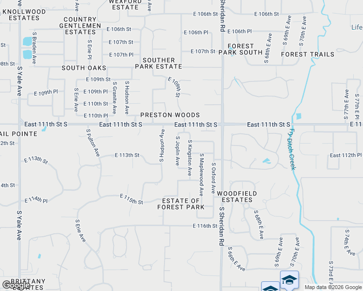map of restaurants, bars, coffee shops, grocery stores, and more near 11126 South Joplin Avenue in Tulsa