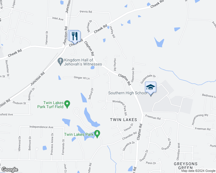 map of restaurants, bars, coffee shops, grocery stores, and more near 809 Hounds Chase Drive in Durham