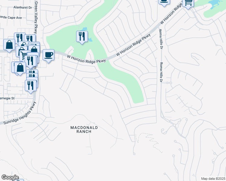 map of restaurants, bars, coffee shops, grocery stores, and more near 2113 Desert Woods Drive in Henderson